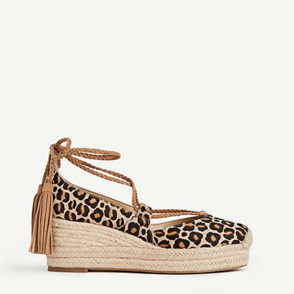 Elsa Leopard Print Haircalf Espadrille Wedges